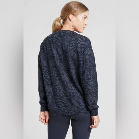 Athleta Studio to Street Sweatshirt grey herringbone print women’s size small - Picture 2 of 10